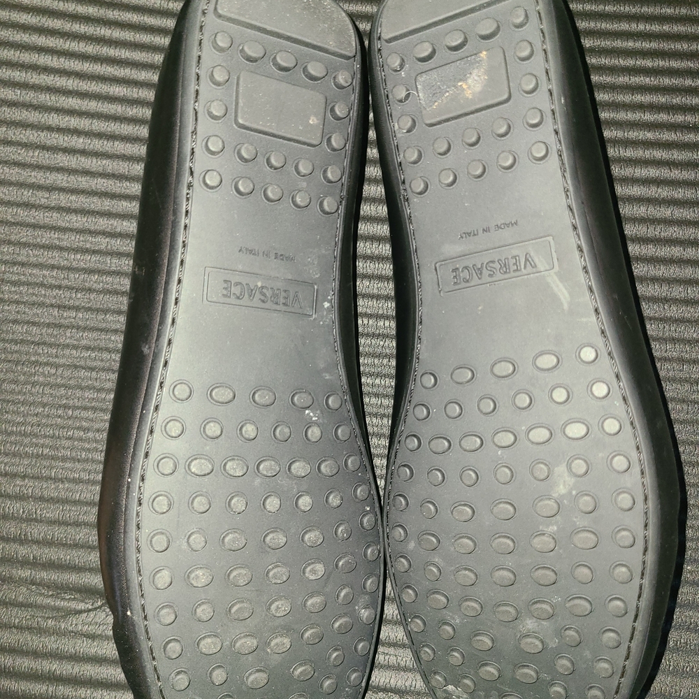 Versace Black and Blue Leather Slip-On Loafers - Picture 6 of 6